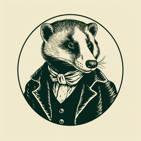 the badger stamp, depicted in a beautiful line engraving style, sits isolated on a pristine white background, its intricate details and textures showcased in stunning green ink, evoking a sense of nostalgia and vintage charm, perfect for collectors of rare and unique philatelic treasures, animal enthusiasts, and lovers of antique postal art. ai generatedの素材