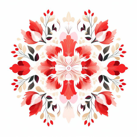 the snapdragon mandala flower, an iconic symbol of intricate patterns, is beautifully showcased against a clean and minimalistic white background, highlighting its delicate details and vibrant colors, perfect for those who appreciate the beauty of floral designs and geometric patterns. ai generatedの素材