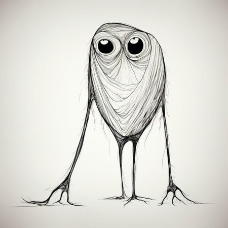the monster, illustrated in a continuous line, stands proudly against a pristine white background, showcasing its ferocious features and menacing posture, evoking a sense of fear and fascination, perfect for fans of horror and fantasy art, creature design, and mythology enthusiasts. ai generatedの素材
