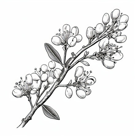 the vintage stamp features an isolated old print of an acacia blossom on a white background, showcasing intricate ink details and exquisite line engraving, evoking a sense of nostalgia and classic elegance, perfect for collectors of rare and antique postal stamps. ai generatedの素材