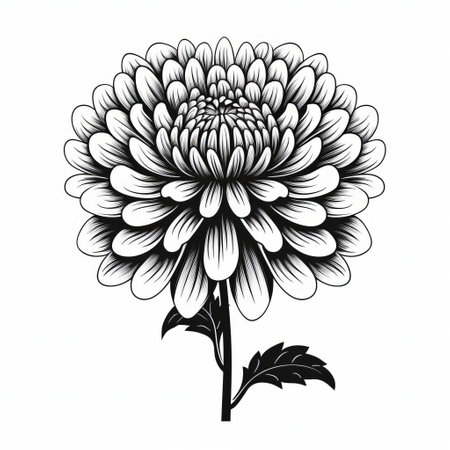 a black and white illustration of a carnation, inspired by asian art styles, showcases intricate details and a realistic portrayal. the illustration follows the minimalist black and white aesthetic, reminiscent of the dansaekhwa movement. the use of carving techniques adds depth and texture to the artwork. ai generatedの素材