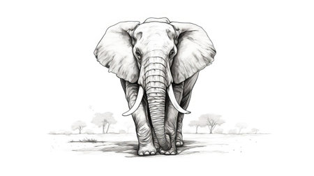 the elephant icon in ink etching style is intricately detailed, capturing the majestic animal's essence. the black lines on the white background create a striking contrast, emphasizing the elephant's strength and grace. this minimalist design is perfect for nature lovers and wildlife enthusiasts. ai generatedの素材