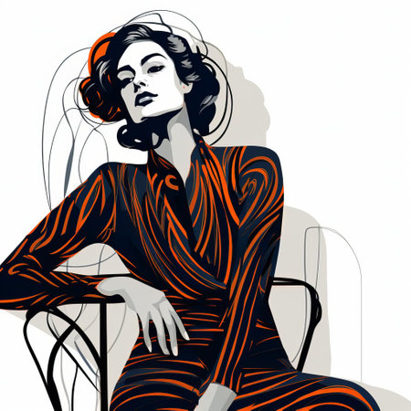 the woman, rendered in exquisite detail, stands elegantly in a vibrant, expressionist portrait, inspired by the iconic style of cecil beaton and henri matisse, showcasing bold, dynamic lines and subtle textures, meticulously crafted using a wacom tablet and fine-tip pen, presented in stunning 32k super-resolution uhd quality. ai generatedの素材
