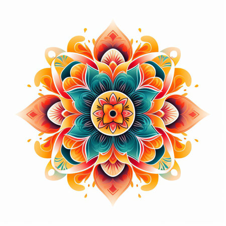 the mandala, a mesmerizing symbol of spiritual growth and self-reflection, is beautifully showcased in this stunning vector art piece, set against a crisp white background, perfect for incorporating into meditation-inspired designs, yoga-themed graphics, and bohemian-style illustrations. ai generatedの素材