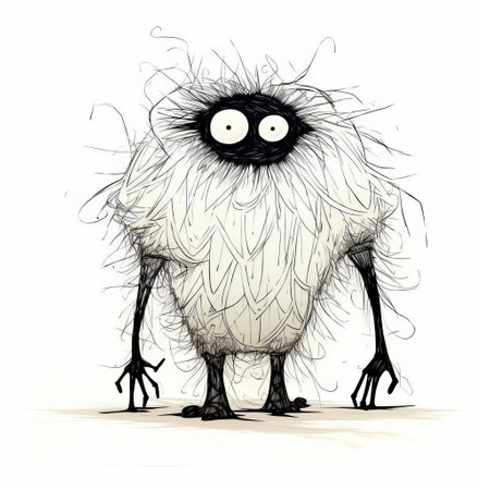 the monster, illustrated in a continuous line, stands proudly against a pristine white background, showcasing its fearsome features and menacing posture, evoking a sense of fantasy and horror, perfect for fans of mythical creatures and dark art enthusiasts. ai generatedの素材