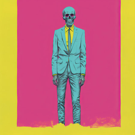 this eerie zombie illustration, rendered in a minimalist style, comes alive in a vibrant risograph print, showcasing the undead creature's full body in a hauntingly beautiful piece of art, perfect for fans of horror and dark aesthetic enthusiasts. ai generatedの素材