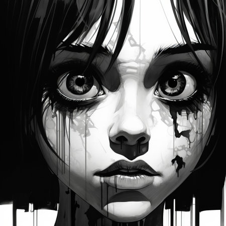 the demon, a terrifying creature from gritty horror comics, is depicted in a stunning black and white drawing, showcasing exaggerated expressions and blink-and-you-miss-it detail, reminiscent of sosaku hanga, a style characterized by realistic hyper-detail and action-packed scenes that leap off the page. ai generatedの素材