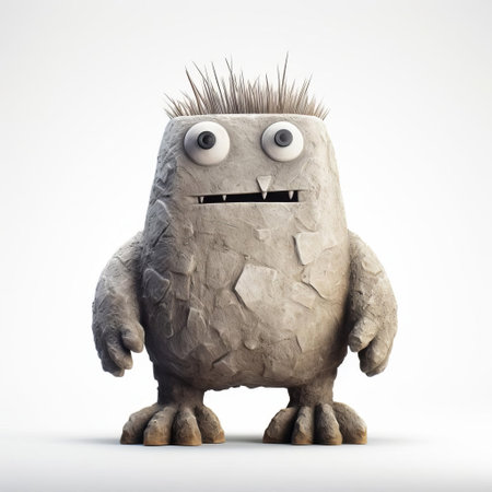 this intricately designed monster figurine, reminiscent of evgeni gordiets and clemens ascher's inventive character designs, stands proudly on a white isolated background, showcasing its spiky mounds and concrete-inspired features in a stunning close-up, full-body shot. ai generatedの素材
