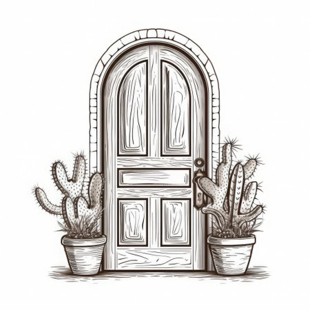 pottery retro door drawing isolated on white background, vintage design, handcrafted pottery, artistic illustration, ceramic art, traditional craftsmanship, decorative door pattern, retro style, unique pottery design, clean and detailed pottery artwork, intricate pottery door sketch, isolated pottery drawing, classic pottery door design. ai generatedの素材