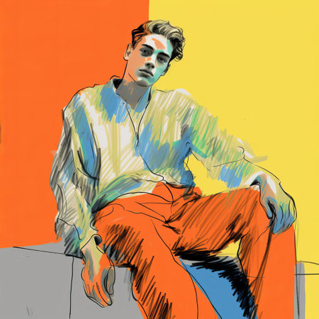 this dashing gentleman, inspired by the iconic style of cecil beaton, is brought to life through a stunning digital drawing created on a wacom tablet, blending the expressive lines of matisse with the precision of a fine-tip pen, presented in breathtaking 32k super-resolution uhd quality. ai generatedの素材