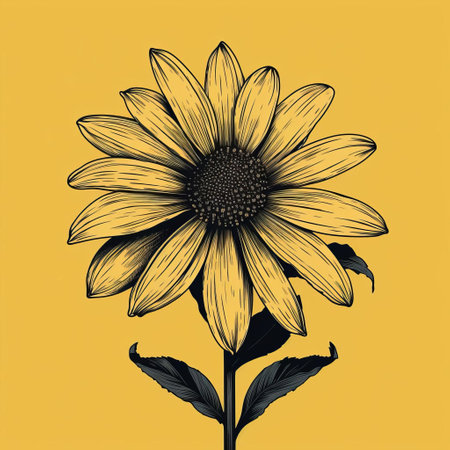 the black-eyed susan, a bright and cheerful flower, is beautifully depicted in this stunning vector graphic, showcasing its delicate petals and dark center in a minimalistic yet striking linear design, perfect for botanical illustrations, floral patterns, and nature-inspired art. ai generatedの素材