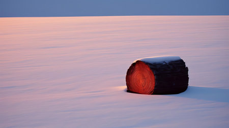 the cocobolo tree stands solitary on the snowfield, bathed in the faint red morning light, captured with a handheld af400mm/f5.6 lens and kodak eb100 film, showcasing the beauty of winter landscapes, snow-covered trees, and the serene atmosphere of a cold morning, perfect for nature lovers and photography enthusiasts. ai generatedの素材