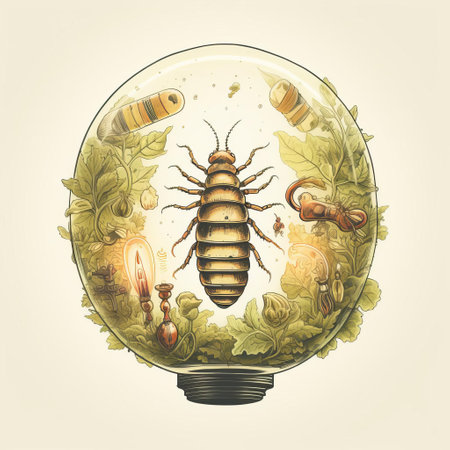 the glowworm, a bioluminescent insect, shines brightly in this whimsical vintage-style illustration, set against a crisp white background, showcasing its ethereal beauty and mesmerizing light-emitting abilities, evoking a sense of wonder and enchantment in this unique and captivating artwork. ai generatedの素材