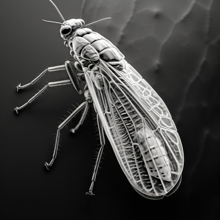 thrips tattoos, intricately designed in black and white, await coloring, showcasing the tiny, insect-like creatures with delicate wings and elongated bodies, perfect for tattoo enthusiasts and entomology fans, featuring various species in 2:2 aspect ratio, ready for artistic expression. ai generatedの素材