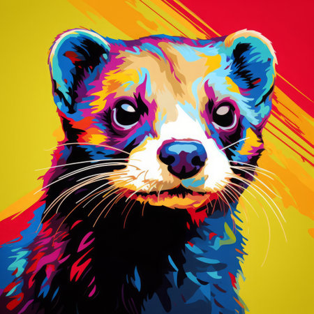 doodle animal art print featuring vibrant post-impressionism style. this wall art showcases a realistic portrait painter's use of palette knives and stencil art techniques. the anaglyph effect adds depth to the saturated color field, creating a unique and eye-catching spray painted realism. ai generatedの素材