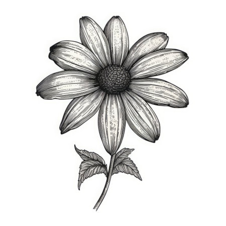 the black-eyed susan stamp, an isolated old print on a white background, showcases intricate ink details and exquisite line engraving, evoking a sense of vintage charm and nostalgia, perfect for collectors and enthusiasts of antique postal stamps and philately. ai generatedの素材