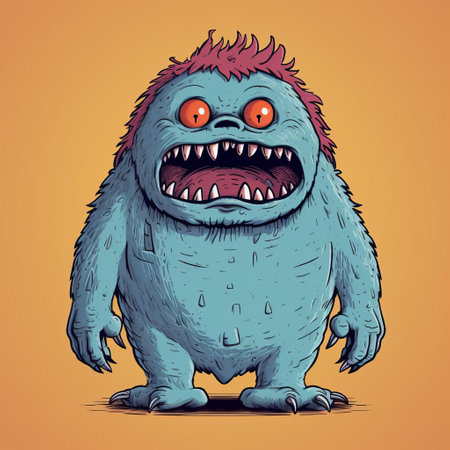 the monster, a vibrant and playful creature, is depicted in a flat, full-colour illustration, showcasing its bold and bright features, with no outline, allowing its colourful body to take centre stage, perfect for digital designs, graphics, and children's media. ai generatedの素材