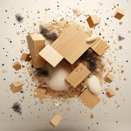 particle board design beautifully illustrated on a simple white background, showcasing the intricate details of this engineered wood product, commonly used in furniture making, offering a cost-effective and eco-friendly alternative to solid wood, perfect for diy projects and woodworking enthusiasts. ai generatedの素材