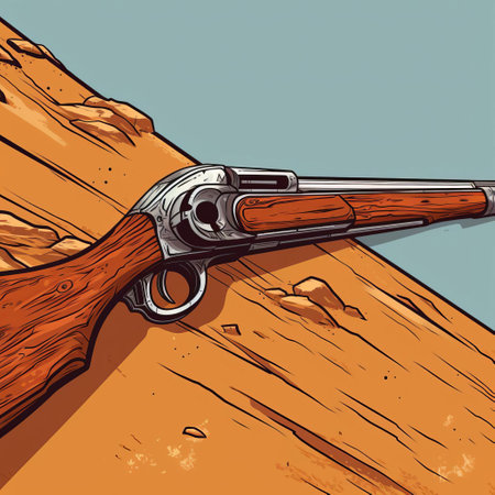this futuristic sawn-off shotgun, reminiscent of moebius' iconic style, boasts a snub nose and minimalist details, showcased from a three-quarter angle against a solid-colored background, evoking a sense of sci-fi noir and cyberpunk aesthetics, perfect for fans of graphic novels and futuristic weaponry. ai generatedの素材