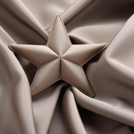the little star, a delicate five-pointed star crafted from soft viscose fabric, lies flat on a pristine background, showcasing its subtle taupe hue, perfect for diy craft projects, home decor, or as a unique embellishment for fashion accessories, highlighting the versatility of viscose material. ai generatedの素材