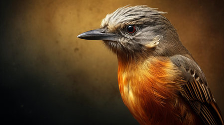 the babbler, a stunning species of bird, is beautifully captured in this photo-realistic image, showcasing its vibrant plumage, intricate feather patterns, and striking facial features, highlighting its unique characteristics in its natural habitat, amidst lush green foliage and delicate flowers. ai generatedの素材