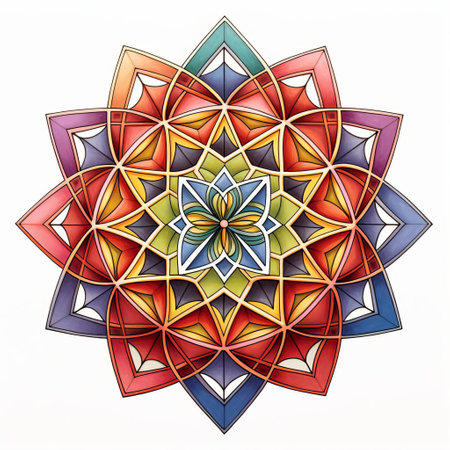 the tetrahedron frustum, a mesmerizing geometric shape, takes center stage in this intricate mandala coloring page, surrounded by simple, symmetrical patterns and ample white space, inviting artists to unleash their creativity and bring this unique design to life with vibrant colors. ai generatedの素材