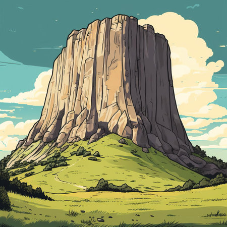 butte, a geological formation, stands majestically in this close-up photograph, showcasing its natural beauty in full colour, with intricate textures and patterns on its rugged surface, highlighting the simplicity and elegance of this unique landform, often found in western landscapes. ai generatedの素材