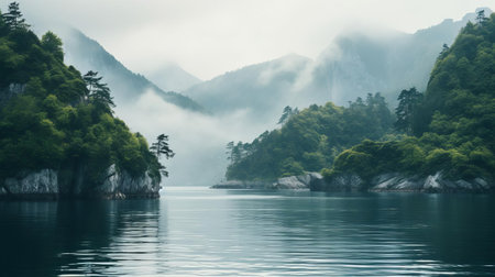 the peninsula stretches into the tranquil ocean, surrounded by lush greenery, exuding a serene and calming vibe, perfect for relaxation and meditation, evoking feelings of peace and tranquility, with its stunning natural beauty, ideal for wallpaper or background use. ai generatedの素材
