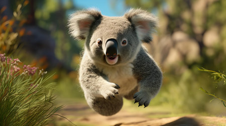 a koala running swiftly through the australian outback, captured in stunning ultra-high definition 8k resolution, showcasing the canon eos r3's exceptional cinematic capabilities, with breathtakingly sharp details and vibrant colors, perfect for nature and wildlife enthusiasts. ai generatedの素材