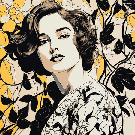 the woman, elegantly posed in a flowing gown, is beautifully captured in this stunning digital drawing, inspired by the iconic style of cecil beaton and reminiscent of henri matisse's expressive lines, created using a wacom tablet and fine-tip pen, boasting 32k super-resolution and uhd quality. ai generatedの素材