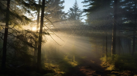here is the rewritten seo description:

the boreal forest, shrouded in mist at dawn, sets the stage for a serene rain photo, where soft sunlight filters through the fog, crafting an ethereal ambiance. in the distance, a majestic web development helicopter navigates the forest, its powerful beam illuminating the path, symbolizing innovation amidst nature's splendor, capturing the essence of harmony between technology and the natural world.の素材