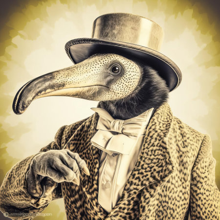 the majestic anteater, resplendent in its aristocratic finery, poses regally against a pristine white background, evoking the grandeur of a bygone era, its intricate fur and whiskers showcased in stunning high dynamic range, a true masterpiece worthy of an award-winning photograph, reminiscent of vintage halftone prints. ai generatedの素材