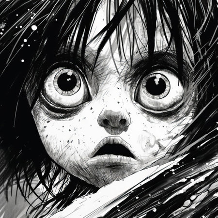 the harpy, a mythical creature, is depicted in a stunning black and white drawing, showcasing its piercing big eyes, amidst an action-packed scene, characteristic of gritty horror comics, with exaggerated expressions and blink-and-you-miss-it detail, reminiscent of sosaku hanga, a style known for its realistic hyper-detail. ai generatedの素材