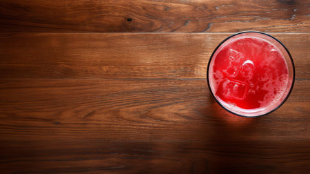 grenadine syrup, a sweet and tart pomegranate-flavored condiment, is beautifully presented on a rustic wooden table, offering a warm and inviting ambiance, perfect for food styling and culinary photography, highlighting the rich flavors of middle eastern and mediterranean cuisine. ai generatedの素材