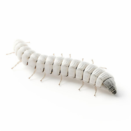 the 3d silkworm, depicted in full body, sits elegantly on a pristine white isolated background, showcasing its intricate details and vibrant colors, perfect for educational illustrations, biology textbooks, or entomology studies, highlighting the fascinating world of insects and sericulture. ai generatedの素材