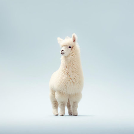 this adorable llama, set against a serene japanese-inspired minimalist background, exudes tranquility and calmness, showcasing the beauty of simplicity in 32k high-resolution photography, perfect for those who appreciate the elegance of minimalism in art and design. ai generatedの素材