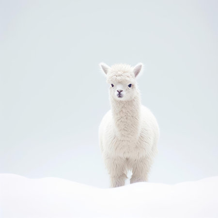 this adorable llama, set against a serene japanese-inspired minimalist backdrop, exudes tranquility, showcasing the beauty of simplicity in 32k high-resolution photography, perfect for those who appreciate the elegance of minimalism and the charm of these lovable creatures. ai generatedの素材