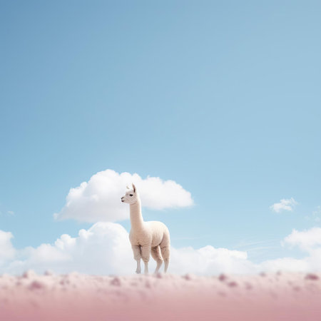 this adorable llama, set against a serene japanese-inspired minimalist background, exudes tranquility and calmness, showcasing the beauty of simplicity and the essence of 32k resolution photography, perfect for those who appreciate the art of subtle elegance and understated sophistication. ai generatedの素材