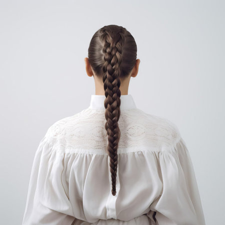 lucas stands confidently with his back to the camera, showcasing his stylish braids against a clean white background, exuding a sense of modern urban fashion and trendy hairstyle inspiration for men with afro-textured hair. ai generatedの素材