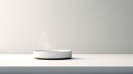 the ashtray, crafted with sleek minimalist design, takes center stage on a pristine white background, exuding modern sophistication and elegance, perfect for contemporary home decor, minimalist interior design, and modern living spaces, showcasing simplicity and refinement. ai generatedの素材