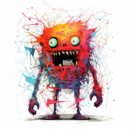 the monster, a mesmerizing creation of algorithmic art, stands proudly isolated on a pristine white background, showcasing its full body in a stunning display of digital artistry, blending futuristic elements with mythical charm, perfect for sci-fi and fantasy enthusiasts. ai generatedの素材