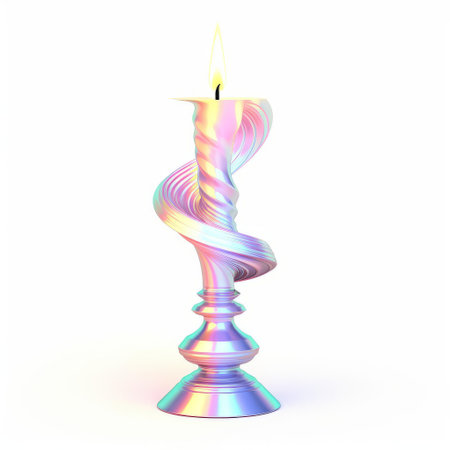 a candlestick stands alone on a pristine white background, its gentle curves and subtle shadows beautifully captured in this stunning example of algorithmic art, a mesmerizing fusion of technology and creativity that explores the boundaries of digital design and visual expression. ai generatedの素材