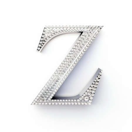the zeta logo, a luxurious lettermark adorned with sparkling rhinestones, shines brightly against a crisp white isolated background, evoking the glamour of jimmy choo's iconic style, perfect for high-end branding, fashion, and luxury lifestyle designs, featuring a simple yet sophisticated vector design. ai generatedの素材