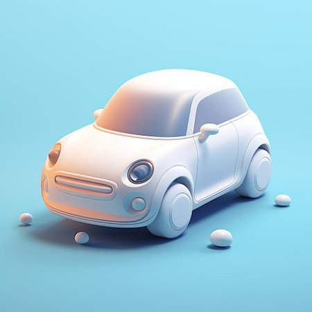 the solo car icon design, crafted with precision in c4d, sits elegantly on a pristine white isolated background, showcasing its intricate clay material with a glazed earth finish and equiaxial surface, complete with a bubble pad style and flexible light, exuding a cute cartoon charm, thanks to expert 3d rendering and studio lighting, resulting in the best detail, presented in stunning hd and highest qualityの素材