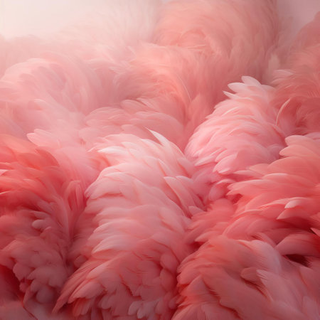 the flamingo stands out against a mesmerizing backdrop of alternating stripes of red, an abstract art pattern that echoes the bird's vibrant plumage, set amidst an extreme blush of pink hues, with amazing furry textures and delicate, foggy mist that adds an air of mystique to this captivating scene. ai generatedの素材