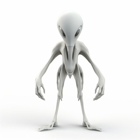 the chthonian, a mythical creature from ancient lore, stands confidently against a pristine white background, its intricately detailed, cel-shaded 3d body rendered in stunning full-body pose, gazing directly at the camera with an air of mystique, evoking a sense of dark fantasy and mythological wonder. ai generatedの素材