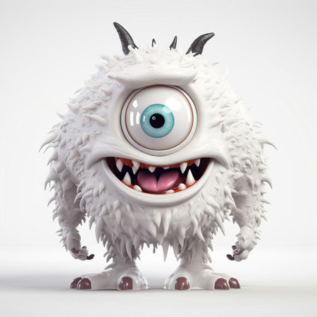 the cyclops monster, a mythical creature from ancient greek mythology, stands proudly in a full-body pose on a pure white isolated background, showcasing its fearsome one-eyed face, muscular arms, and powerful legs, evoking a sense of fantasy and legend in digital art and graphic design. ai generatedの素材