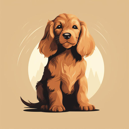 this adorable cocker spaniel illustration showcases the breed's endearing features in a minimalist style, highlighting its floppy ears, sweet expression, and fluffy coat, perfect for dog lovers and fans of cute animal art, pet portraits, and minimalist design. ai generatedの素材