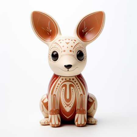 this adorable kangaroo vinyl toy, designed by superplastic, stands out against a pristine white background, showcasing its vibrant colors and intricate details, perfect for collectors and enthusiasts of limited edition figurines and art toys. ai generatedの素材