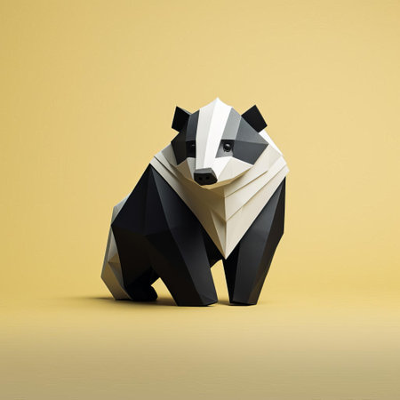 this origami badger, crafted with precision and creativity, showcases a minimalist composition that exudes curiosity and friendliness, blending a consistent color palette with simple shapes to create a visually striking and playful paper art piece, perfect for fans of japanese-inspired art and paper folding enthusiasts. ai generatedの素材